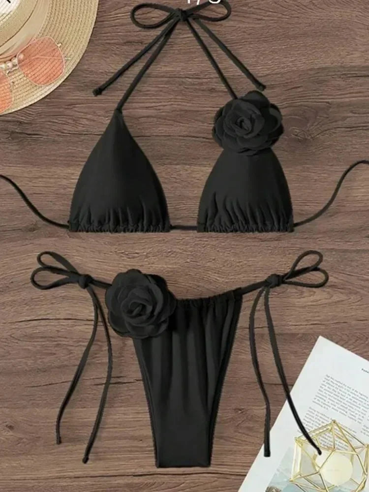 Bianca Flower Bandeau Bikini Set