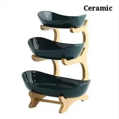 Ceramic Three-Layer Fruit & Snack Plate