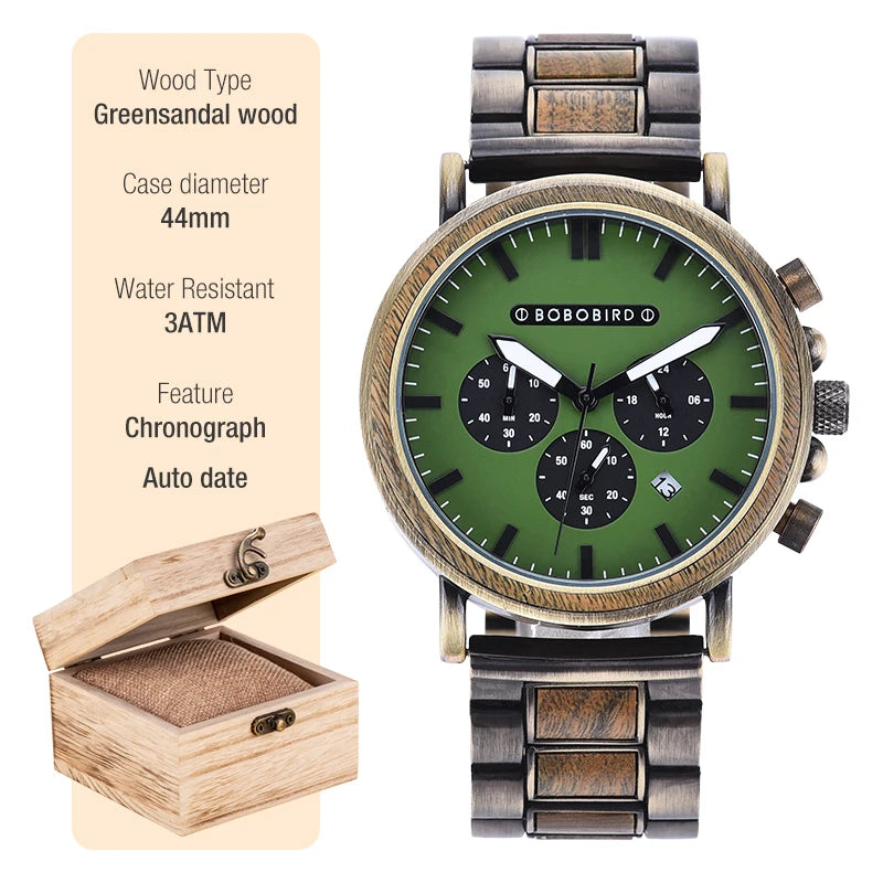 Men’s Wooden Chronograph Watch