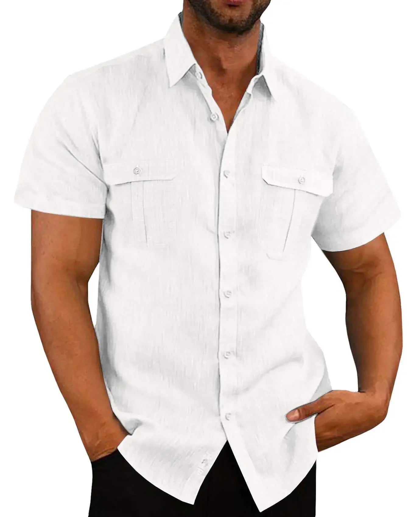 Men’s Cotton Linen Short Sleeve Shirt