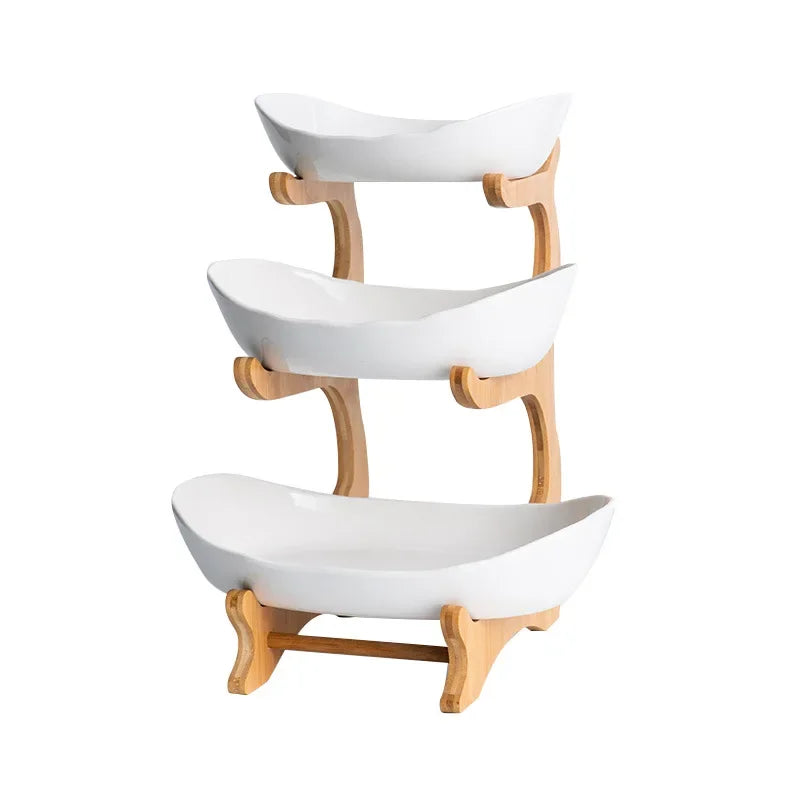 Ceramic Three-Layer Fruit & Snack Plate