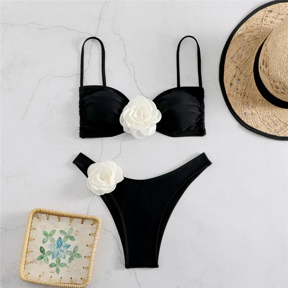 Bianca Flower Bandeau Bikini Set