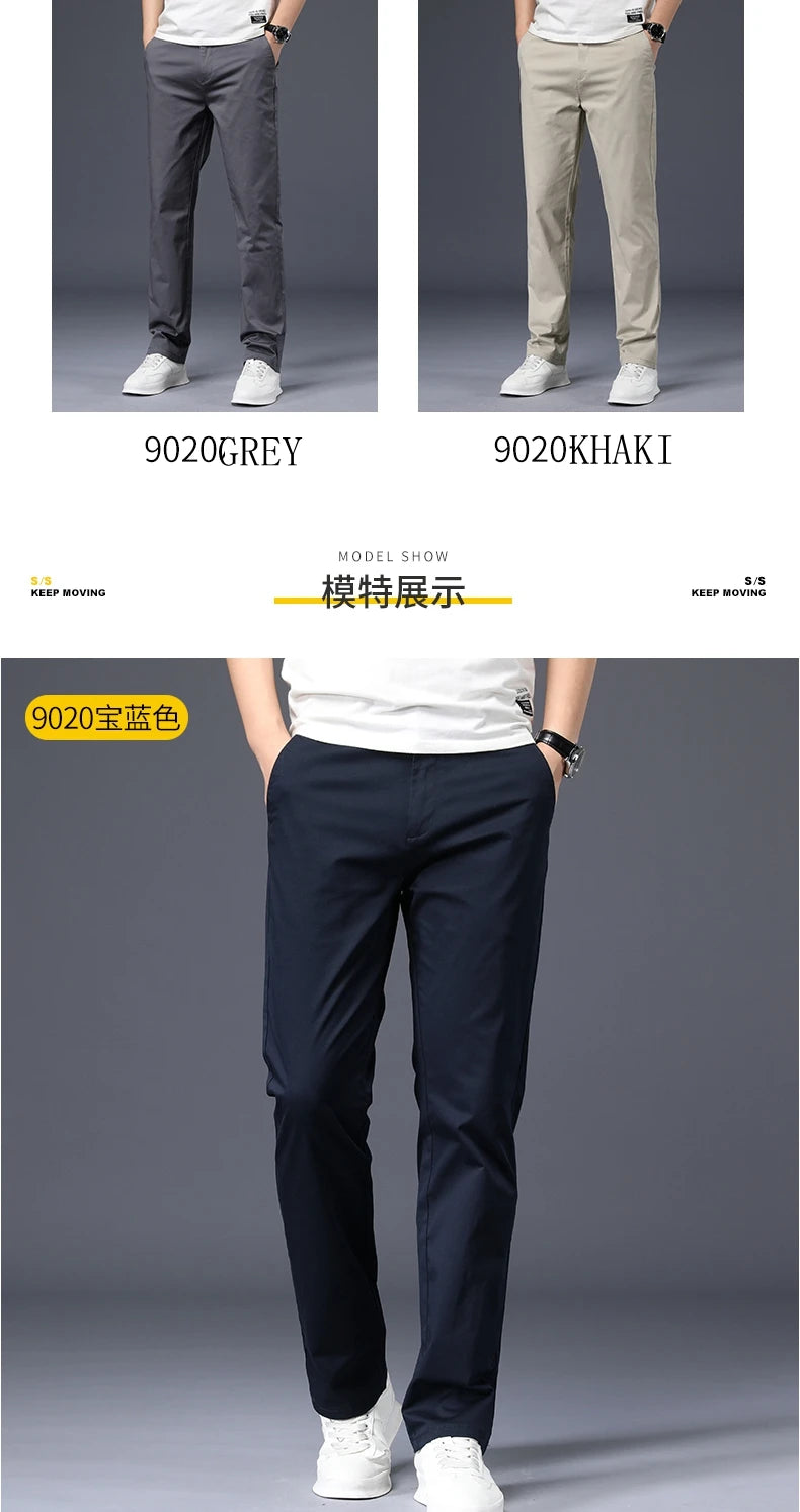 Stretch Cotton Straight Trousers
