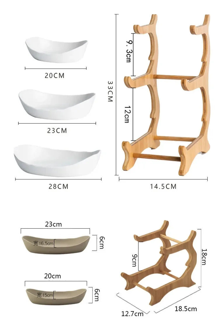 Ceramic Three-Layer Fruit & Snack Plate