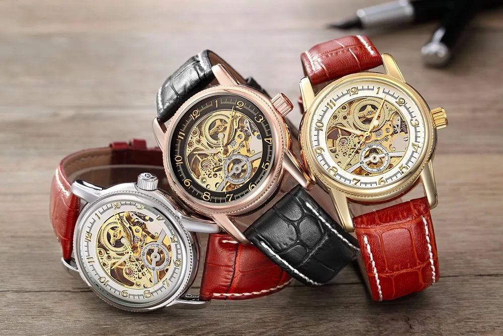 MG ORKINA Men’s Golden Skeleton Mechanical Watch