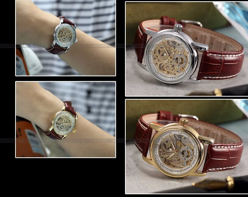 MG ORKINA Men’s Golden Skeleton Mechanical Watch